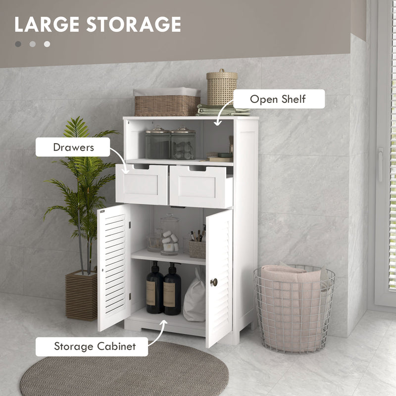 Three Part Bathroom Storage Cabinet With Shelf Drawers And Cupboard For Organisation White