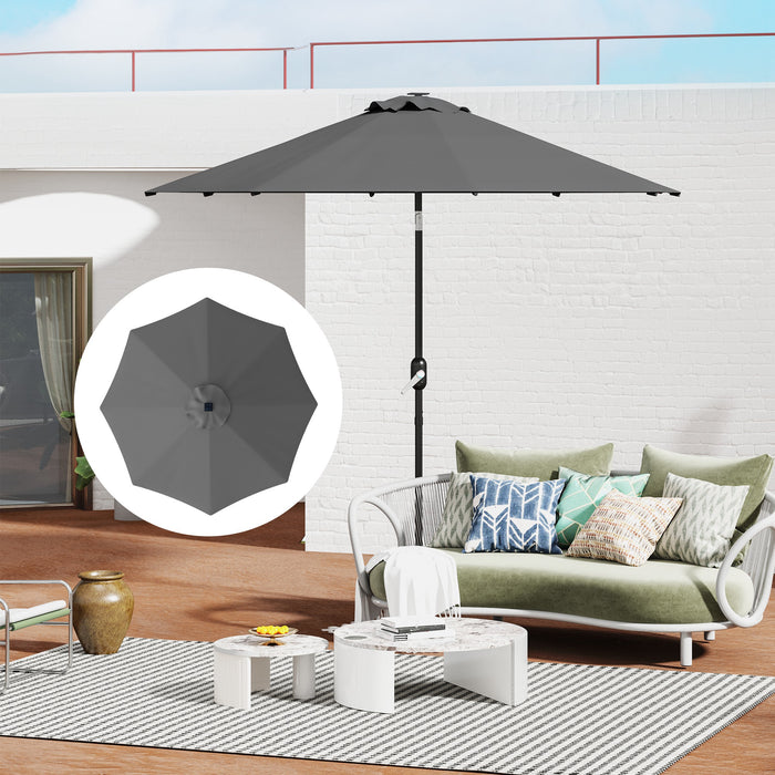 Grey 3m Replacement Parasol Canopy UPF 50 Plus with Top Vent Fits 8 Rib Frames by Outsunny