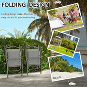 Set of 2 Folding Garden Chairs with Breathable Mesh Seats for Outdoor Use Dark Grey AOSOM