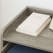 Set of 2 Wall Mounted Bedside Tables With Storage Drawer Space Saving Design Grey