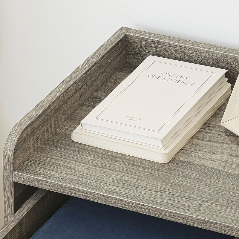 Set of 2 Wall Mounted Bedside Tables With Storage Drawer Space Saving Design Grey