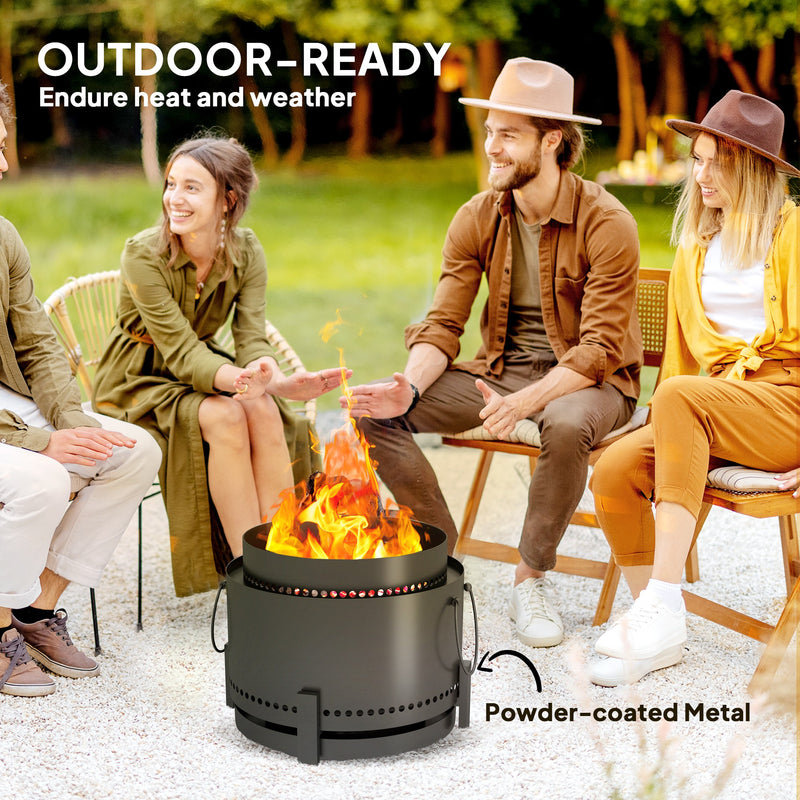Smokeless Fire Pit with Ash Catcher 37cm Portable Firepit for Garden Camping by Outsunny