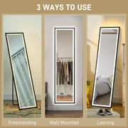 Full Length Black Mirror 150 x 40cm with Adjustable LED Lights by HOMCOM