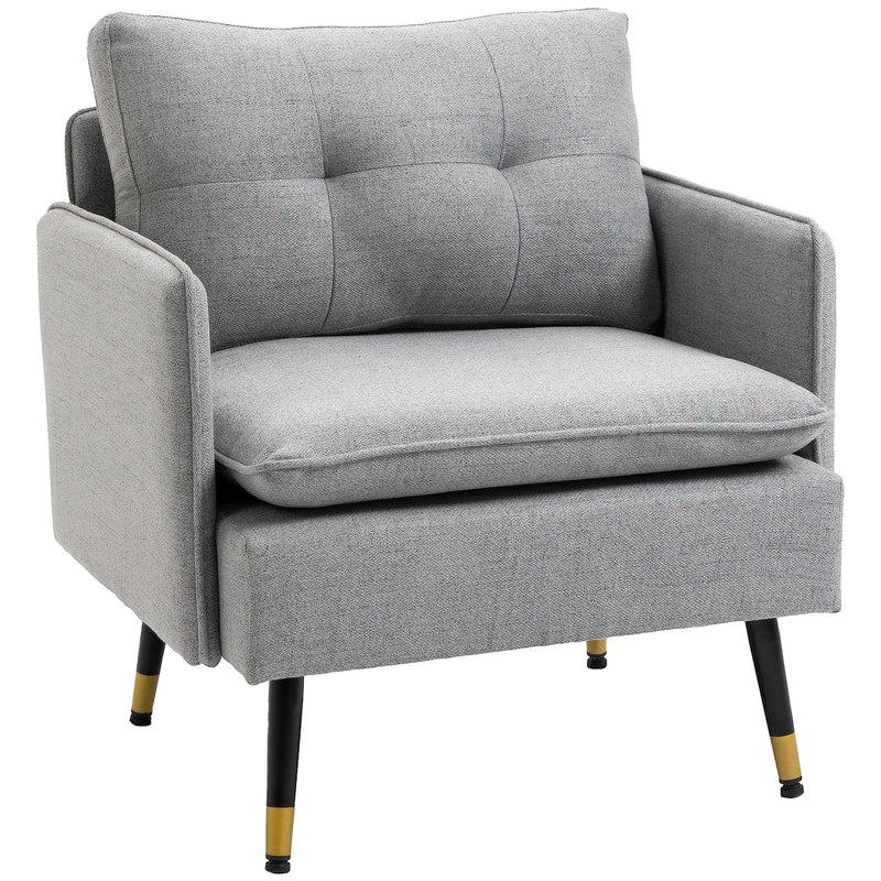 Upholstered Button Tufted Accent Chair for Living Room or Bedroom Comfort, Grey