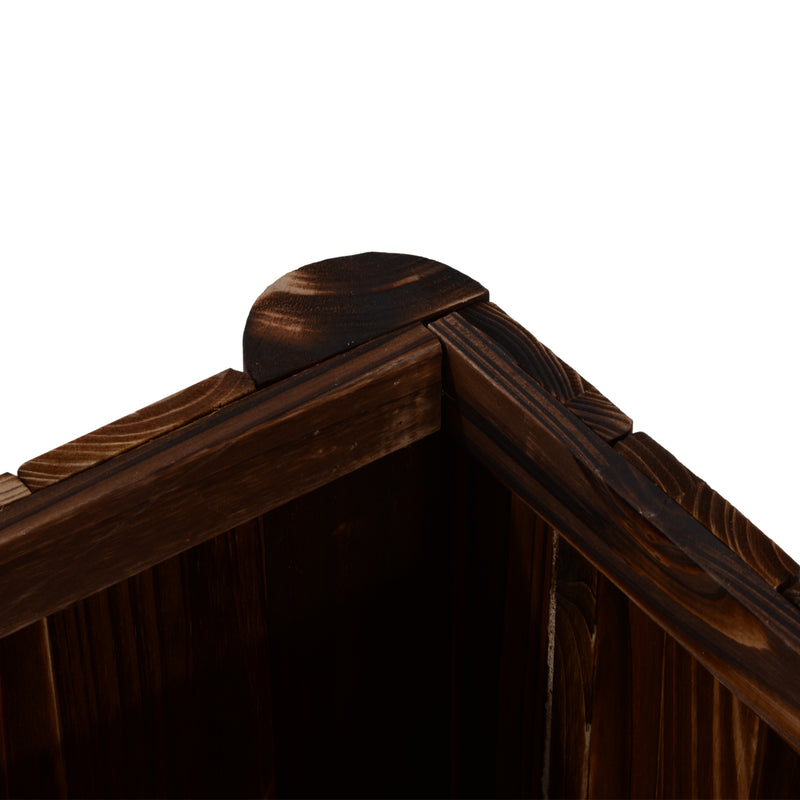 Raised Wooden Garden Planter for Easy Herb and Vegetable Growing Carbonised Finish AOSOM