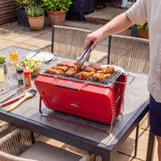 Portable Charcoal BBQ Grill for Outdoor Cooking & Camping with Carry Handles Red Outsunny