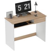 Compact Oak Computer Desk with Keyboard Tray and Drawer for Home Office by HOMCOM