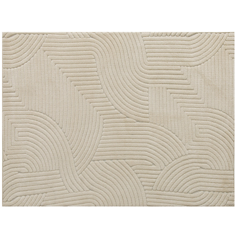 Jacquard Rug with Soft Thick Pile and Non Slip Backing for Living Room or Bedroom Cream AOSOM