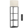 Floor Lamp with Shelves for Extra Storage and Adjustable Lighting Black Beige