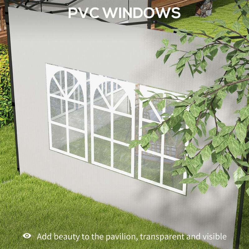 White Gazebo Side Panels With Windows 2 Pack For 3x3m Or 3x6m Garden Canopy Shelter