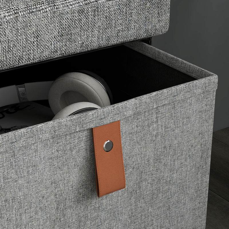 Shoe Storage Bench with Cushioned Seat and 6 Drawers for Hallway or Bedroom Light Grey