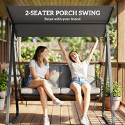 2 Seater Garden Swing Chair with Cushions and Adjustable Canopy for Shaded Relaxation Dark Grey Outsunny