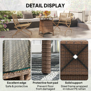 Brown Rattan Garden Coffee Table with Tempered Glass Top and Umbrella Hole by Outsunny