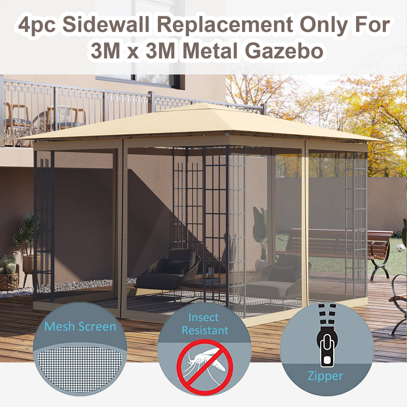 Universal Gazebo Mesh Sidewall Netting for Canopy Tents Keeps Insects Out Beige