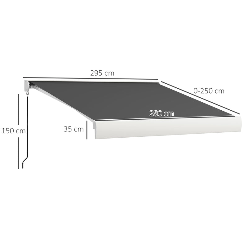 Grey 2.5 x 3m Electric Cassette Awning With Remote Control For Shaded Outdoor Spaces