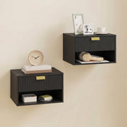 Floating Bedside Tables Set of 2 with Drawer and Shelf for Space Saving Black AOSOM