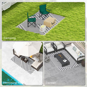 Reversible Grey and Cream Outdoor Rug 182 x 274cm With Carry Bag For Camping or Garden