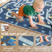 AIYAPLAY Foldable Baby Play Mat, Baby Playpen, Reversible Foam Playmat, Floor Mats for Toddlers, Traffic and Grey Diamond Theme AOSOM
