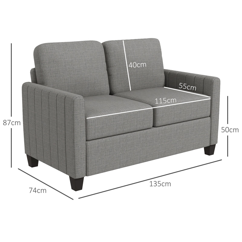 Light Grey 2 Seater Fabric Sofa Comfy Upholstered Loveseat with Spring Cushion by HOMCOM