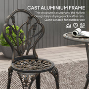 3 Piece Aluminium Garden Bistro Set for Two with Table and Chairs Bronze Tone by Outsunny