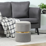 Velvet Feel Storage Ottoman With Hidden Compartment Ideal For Living Room, Light Grey