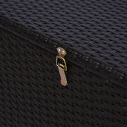 Dark Brown Rattan Garden Storage Box 284L With Gas Lift Lid For Tools And Accessories