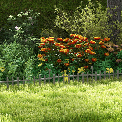 Grey Wooden Garden Edging Fence Set of 4 Decorative Panels for Landscaping Borders