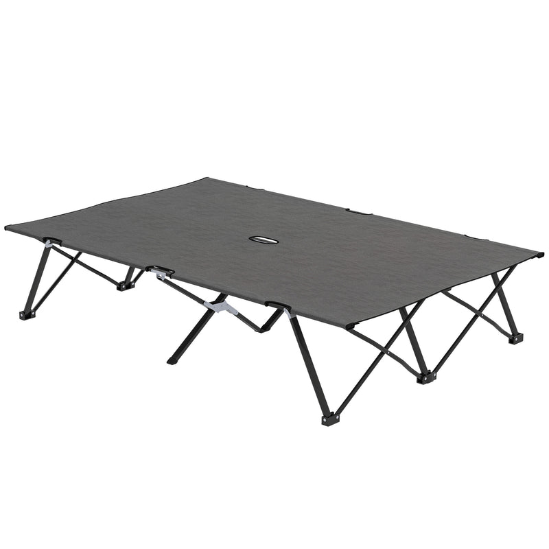 Double Folding Camping Bed for Two Adults Raised Off Ground Charcoal Grey