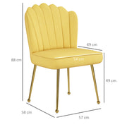 Set of 2 Shell Accent Chairs with Velvet Upholstery Ideal for Living Room or Bedroom Yellow