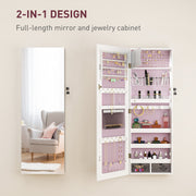 White Lockable Jewellery Cabinet with LED Lights and Pink Lining 108 x 37cm by HOMCOM