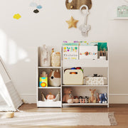Kids Toy Storage Shelf With Bear Design for Easy Organisation and Independent Use White AOSOM