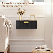 Floating Wall Mounted Bedside Table Set of 2 with Drawer for Clutter Free Bedroom Black AOSOM