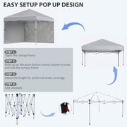 3x3m Pop Up Gazebo with Sidewalls and Wheeled Bag Ideal for Garden Parties Light Grey AOSOM