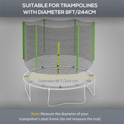 8ft Trampoline Net Replacement with Zipped Entrance and 6 Pole Covers Green by SPORTNOW AOSOM
