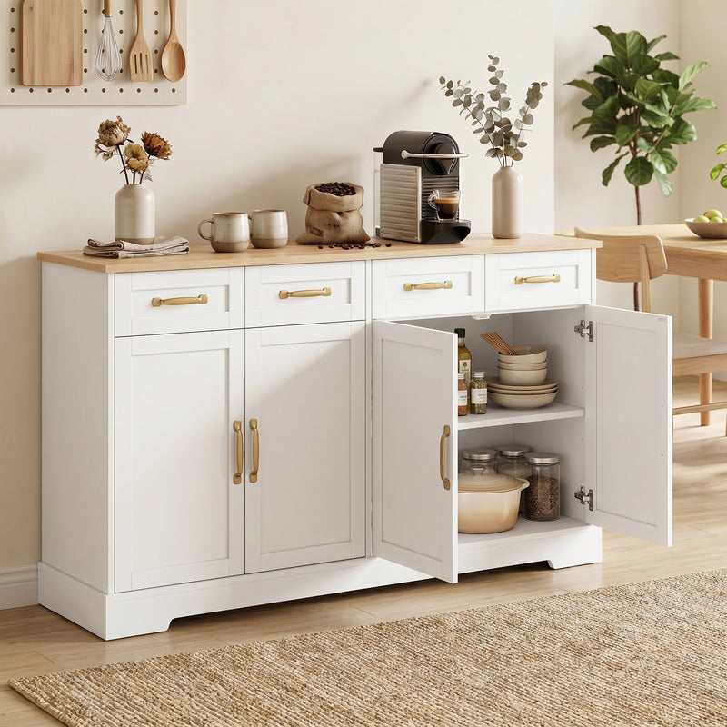Sideboard Storage Cabinet with Adjustable Shelves for Organised Kitchen or Dining Room White Oak