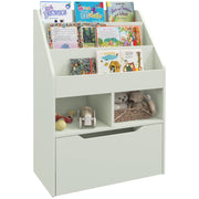 Kids Bookshelf and Toy Organiser with Storage Drawer and Wheels Green by HOMCOM