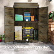 Two Tier Wooden Garden Shed 59 x 103.5 cm Green Weather Resistant by Outsunny