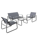 4 Piece Garden Furniture Set with Breathable Mesh Seats and Glass Table. Grey/Black Outsunny