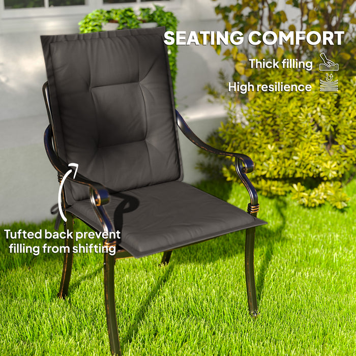 Set of Four Padded Garden Seat Cushions Charcoal Grey by Outsunny