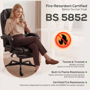 Office Chair with Reclining Back and Pull Out Footrest for All Day Comfort Brown Homcom