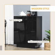 Freestanding Black High Gloss Storage Cabinet With Adjustable Shelves For Home Use