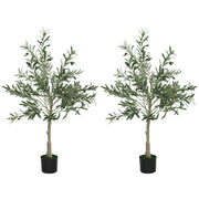 Set of 2 Artificial Olive Trees with 450 Leaves for Indoor Home or Office Decor Green