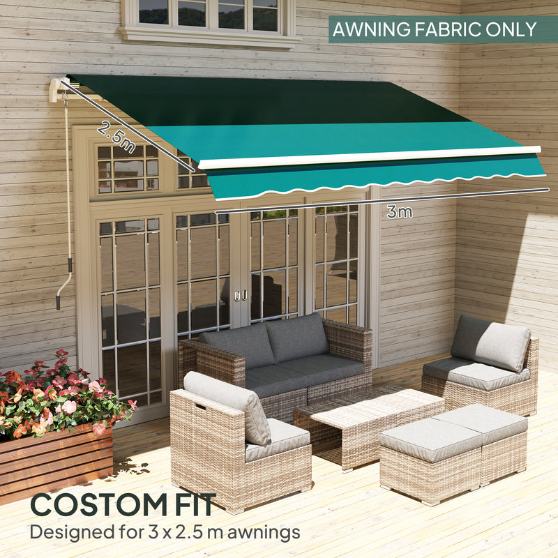Green Awning Replacement Canopy Water Resistant UPF 50 Plus Sun Shade for 3 x 2.5m Garden by Outsunny