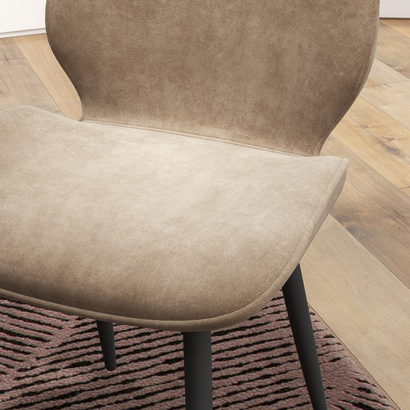Set of 2 Velvet Dining Chairs with Sturdy Metal Legs Ideal for Dining Room Use Light Brown