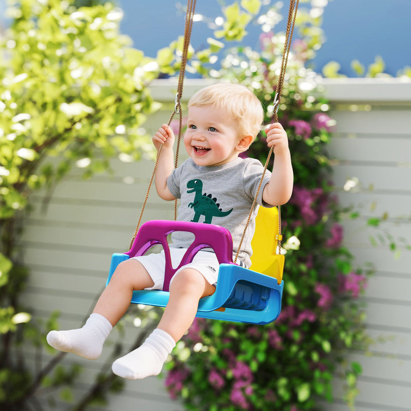 Kids Swing Seat for Safe Indoor and Outdoor Play with Adjustable Ropes Light Blue AOSOM