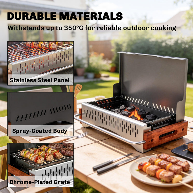 Portable Charcoal BBQ Grill for Easy Outdoor Cooking and Quick Setup Black AOSOM