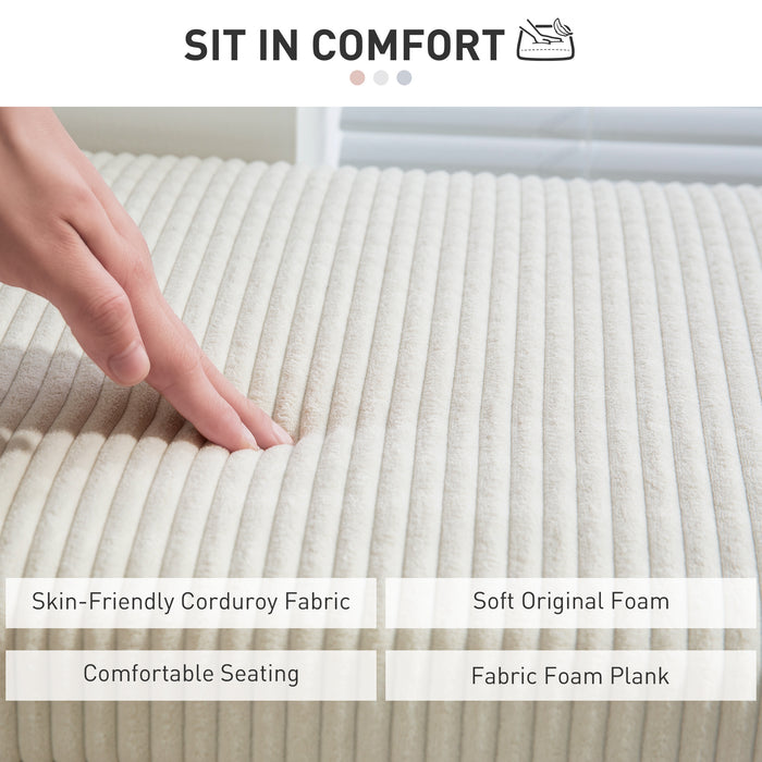 Beige Corduroy Storage Ottoman Bench with Removable Lid and Legs 112cm by HOMCOM