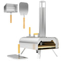 Portable Wood Fired Pizza Oven 12 Inch with Stone and Peel Stainless Steel by Outsunny