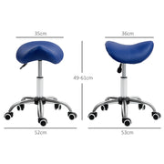 Height Adjustable Saddle Stool for Salon or Spa with Faux Leather Seat Dark Blue