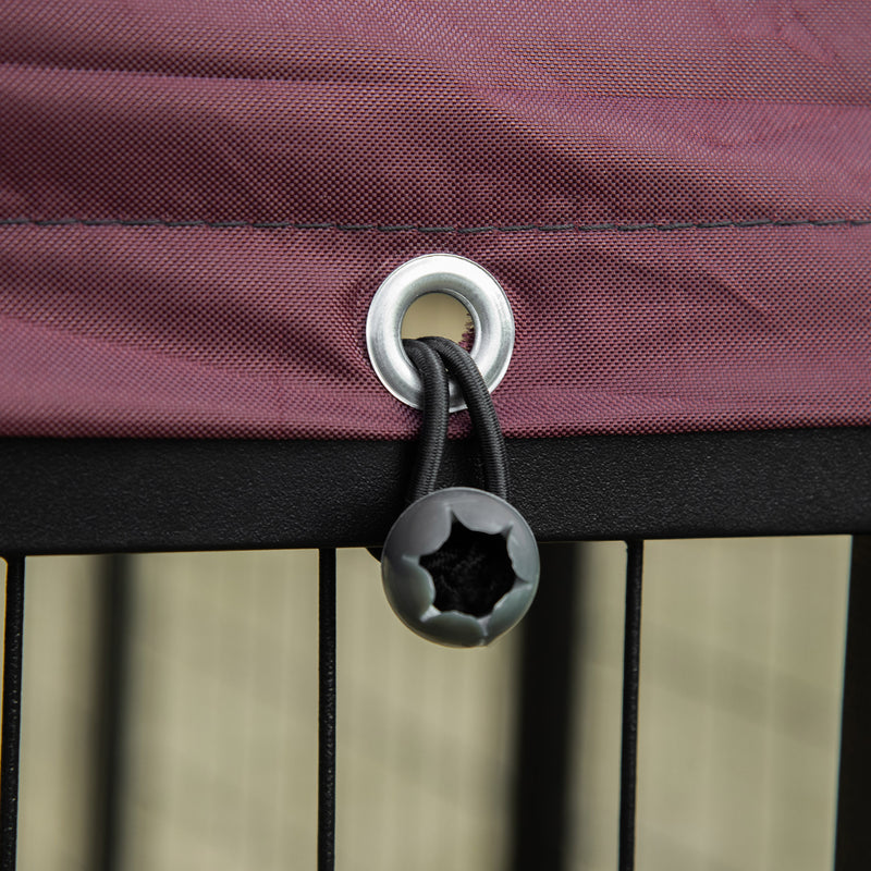 Outdoor Dog Kennel with Rotating Bowl Holders and UV Resistant Cover Red by PawHut